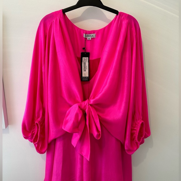 Azeeza magenta raw silk mini dress - Picture 3 of 9